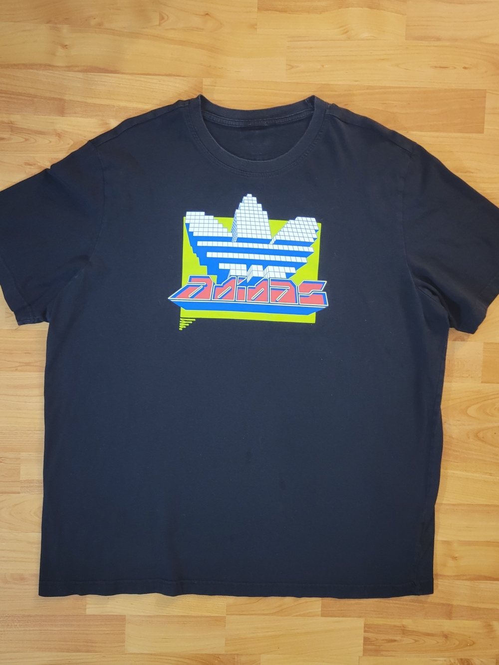 Adidas Originals Metaverse Retro Graphic Tee Neon and block Logos, 2XL